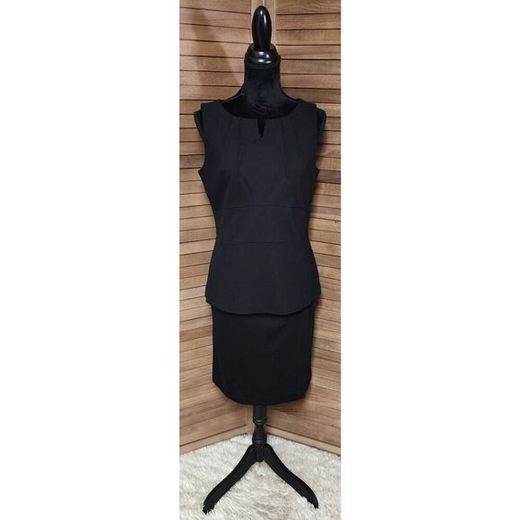 Cabi Black Size 10 Sleeveless Sheath Solid Classic Peplum Wiggle Skirt & Top Set - Picture 1 of 7